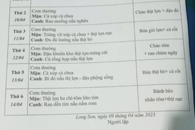 THỰC ĐƠN TUẦN 31