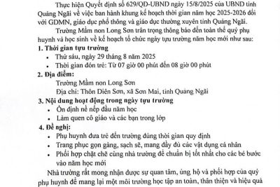 THÔNG BÁO TỰU TRƯỜNG NĂM HỌC 2025-2026
