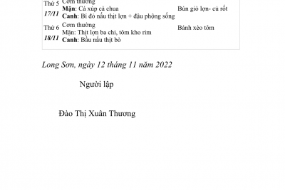 THỰC ĐƠN TUẦN 11
