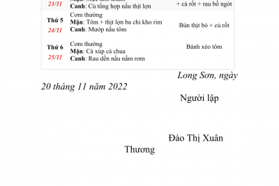 THỰC ĐƠN TUẦN 12
