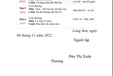 THỰC ĐƠN TUẦN 10