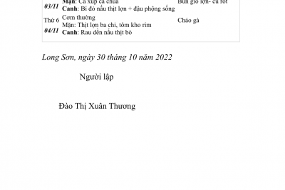 THỰC ĐƠN TUẦN 9