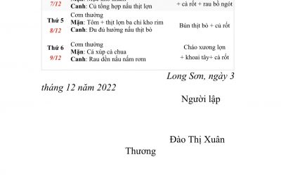 THỰC ĐƠN TUẦN 14